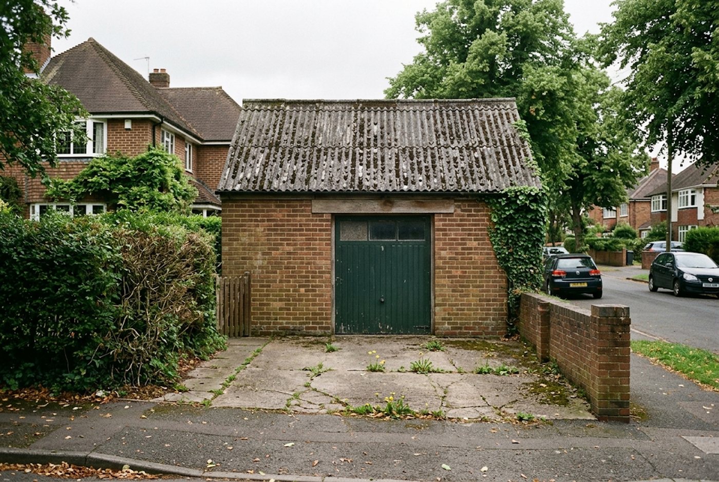 Old outbuilding with an asbestos cement roof